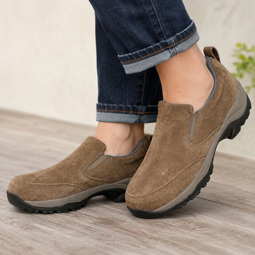 Duluth Trading Suede Slip-On Trail Shoes Women’s 9.5 Brown Hiking Mocs